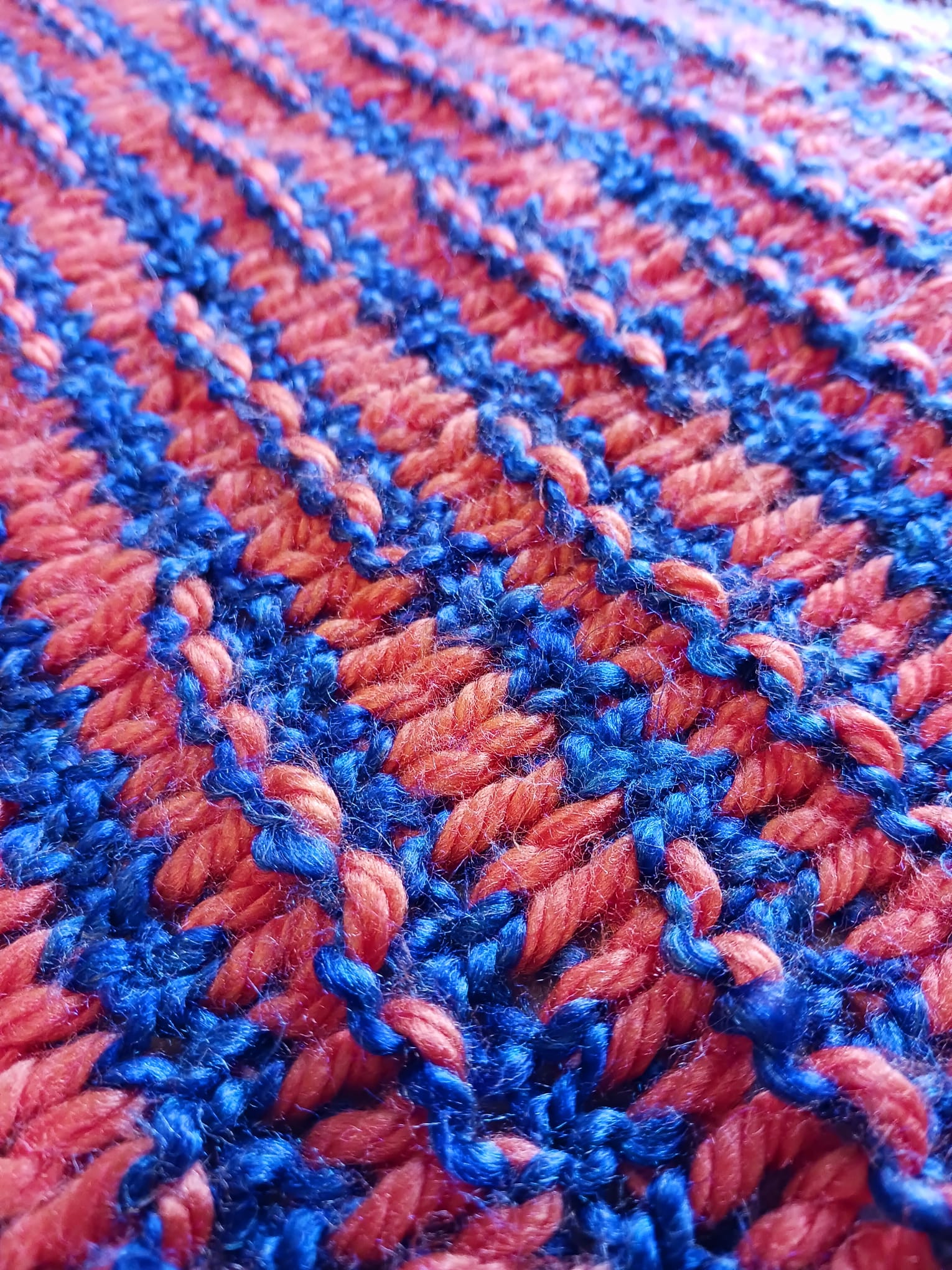Orange and Blue Knit Blanket at AuntHill.ca
